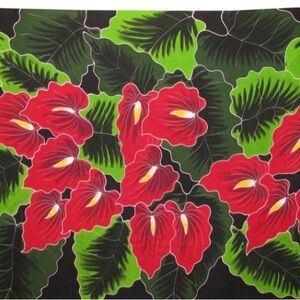 Handpainted New in Bag Sarong Red & Black Young Fashion Made in Indonesia